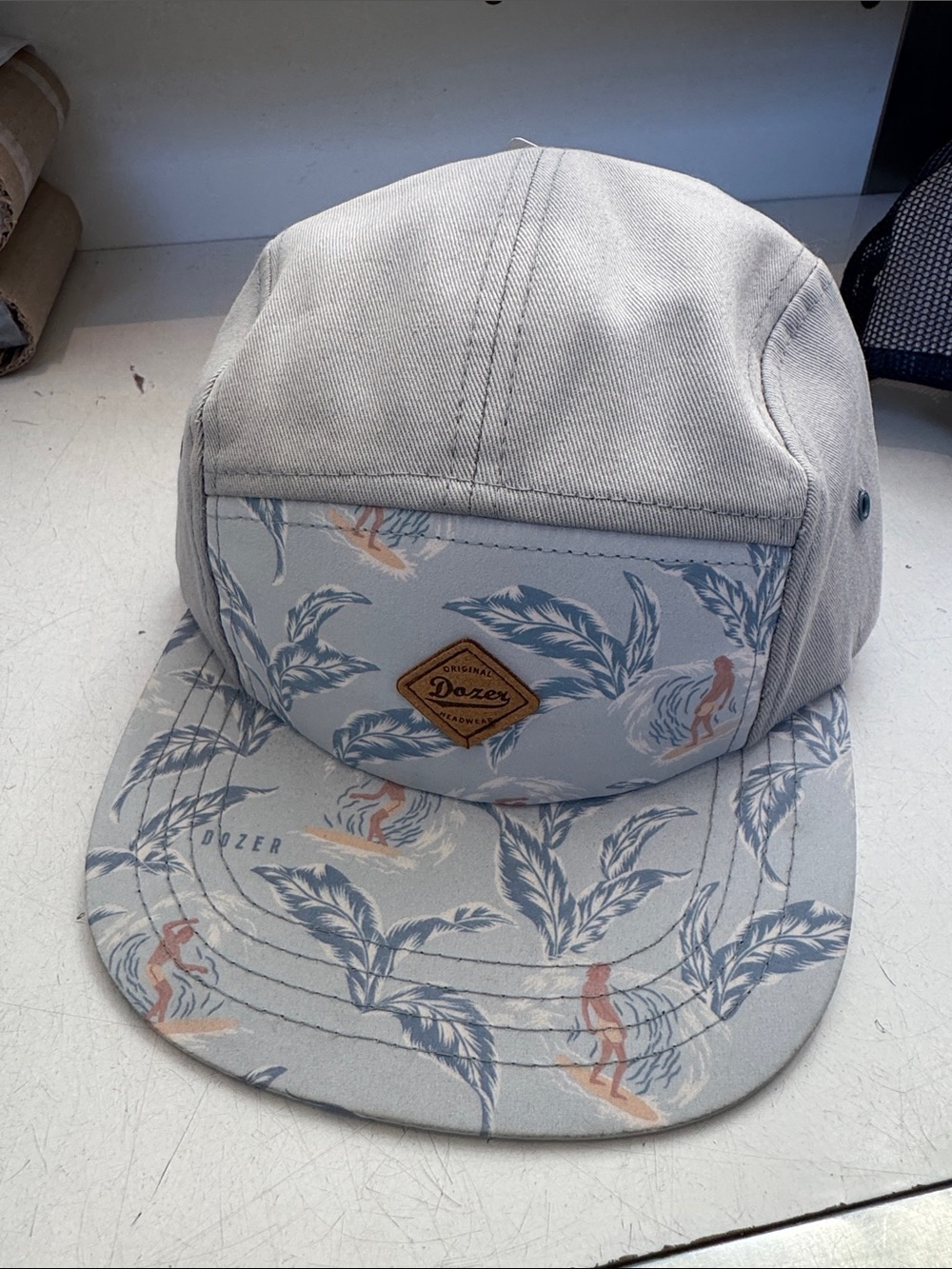 Light Gray Tropical 5-Panel Cap kids one-size